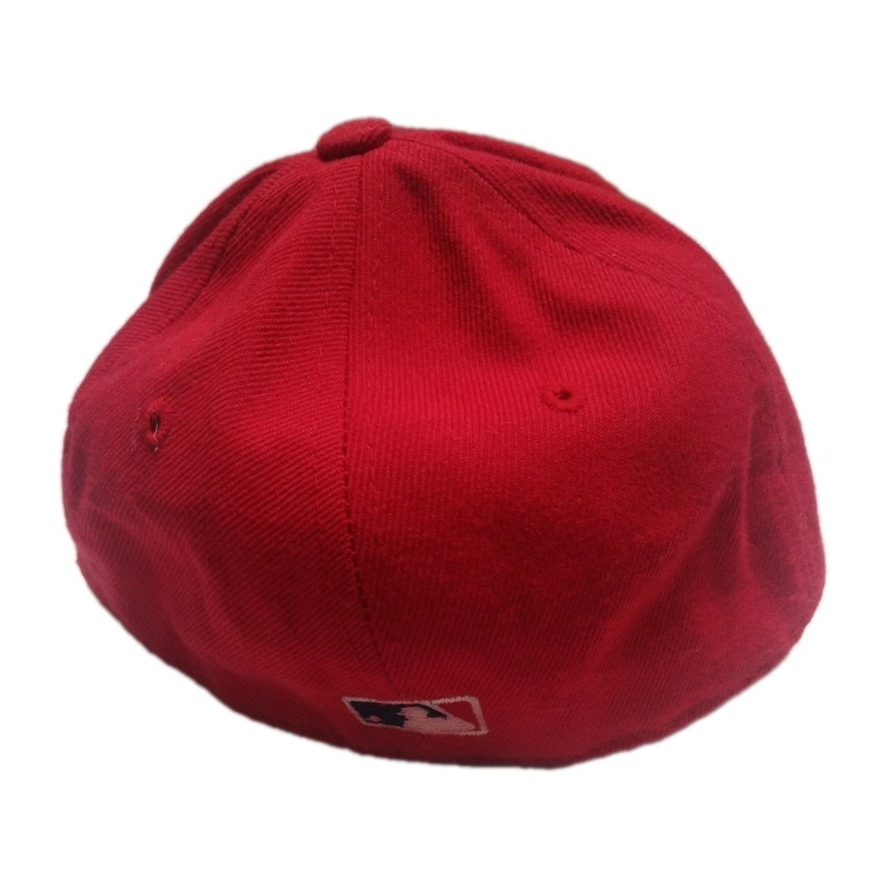New Era Los Angeles Angels Fitted Hat 7 1/4 Red MLB Cap Anaheim Era Y2K - Picture 4 of 6